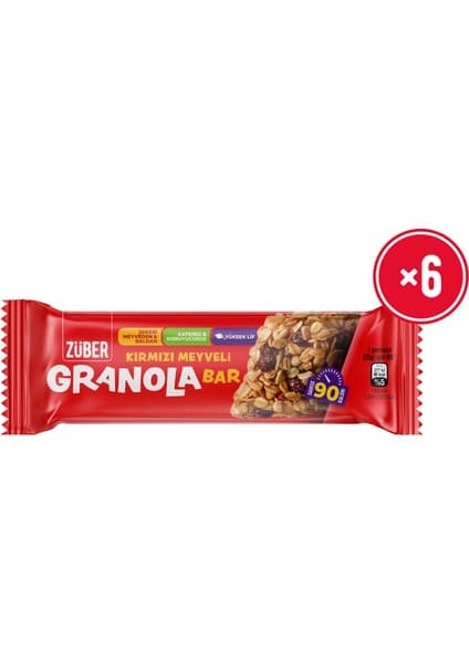 Züber Granola Bar Kırmızı Meyveli 25g x 6 Adet