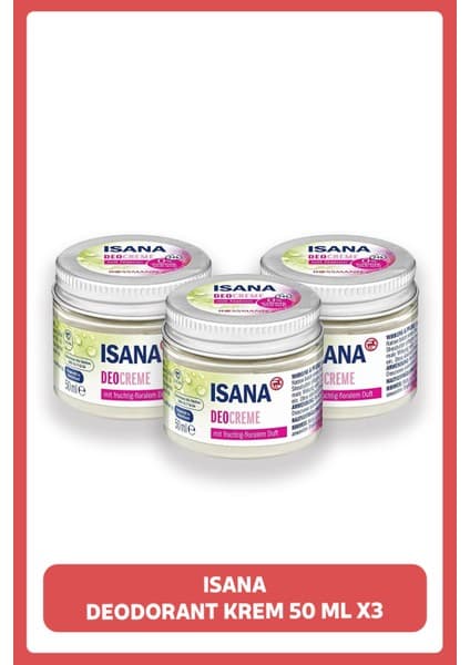 Isana 150 ml x 3 Krem Deodorant Vegan Formül ile Ter ve Kötü Kokulara Karşı Etkili