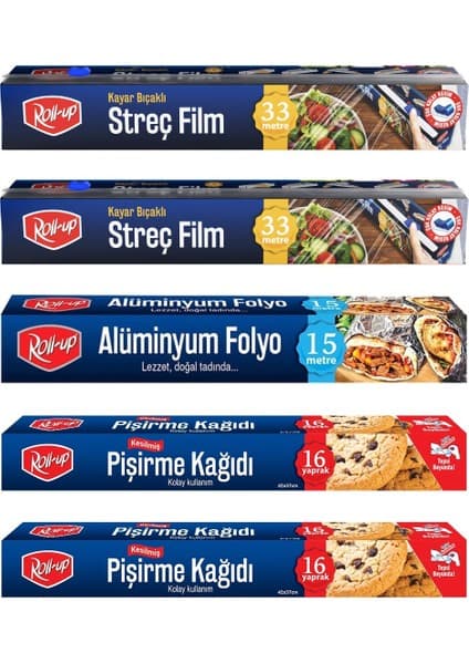 Roll-Up Streç Film - Alüminyum Folyo- Pişirme Kağıdı 5'li Mutfak Seti 2