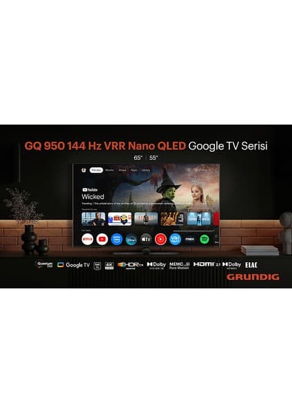 Grundig 65 GQ 950A 65'' 165 Ekran Uydu Alıcılı 4K Ultra HD Google Smart QLED TV