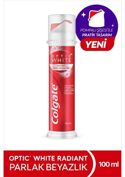 Colgate Optic White Radiant Beyazlatıcı Diş Macunu 100 ml Pratik Pompalı Şişe ile Beyazlatma