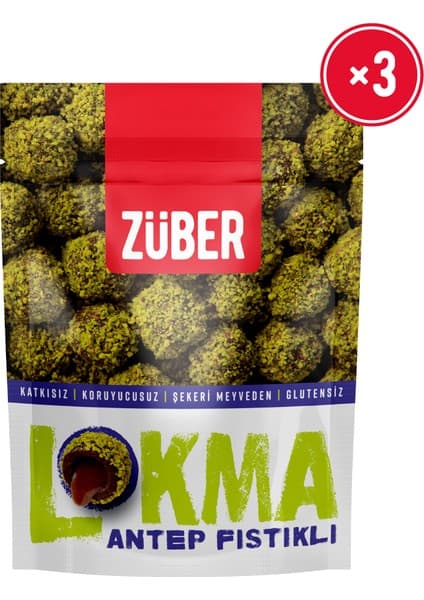 Züber Lokma Antep Fıstıklı Meyve Topu 96 g x 3 Adet