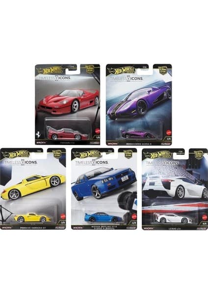 Hot Wheels Premium Timeless Icons 5li Set Metal 1/64 Ölçekli Renkli Araba Koleksiyonu