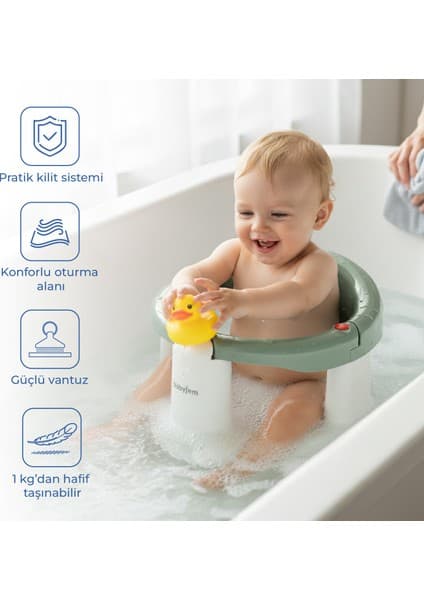 Babyjem Önden Açılır Banyo & Mama Oturağı Soft Yeşil