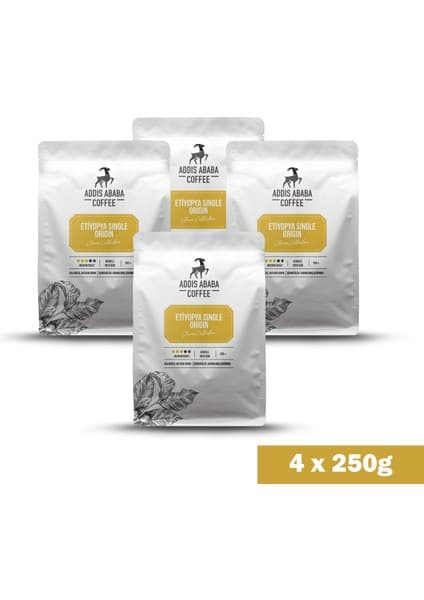 Addis Ababa Coffee Etiyopya Single Origin Kahve- Africa Arabica Kahve - 4 adet x 250 Gr.- Filtre Kahve