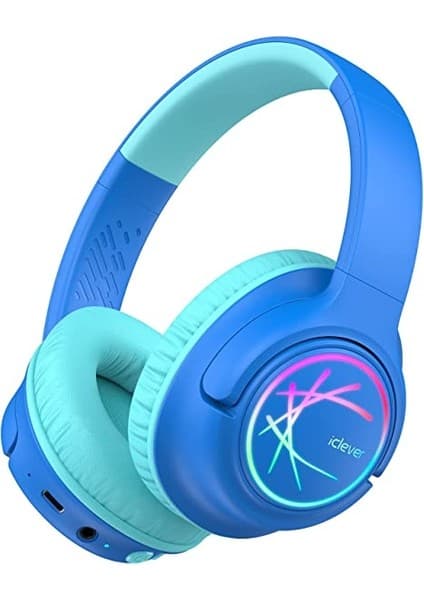 iClever BTH18 LED Işıklı Çocuk Bluetooth Kulaklık -Mavi BPA Free