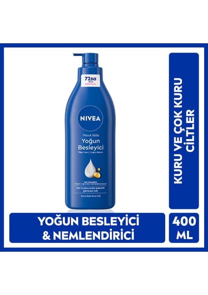 Nivea Vücut Sütü 400 ml Yoğun Besleyici Nemlendirici Kuru ve Çok Kuru Ciltler İçin