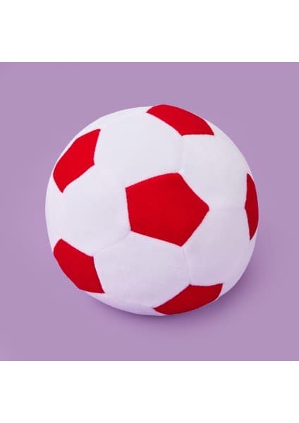 Evidea Soft Futbol Topu Figürlü Yastık - Beyaz / Kırmızı - 30X30 cm