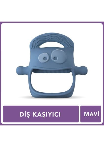 Mochi Diş Kaşıyıcı Mavi BPA İçermeyen Gıda Sınıfı Silikon Bebek Dostu Tasarım ile Güvenli Kullanım