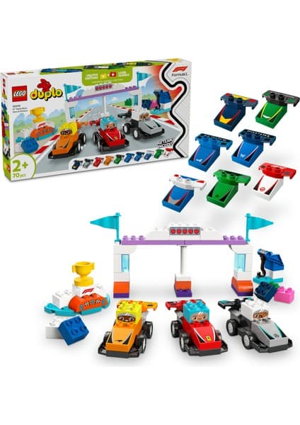 LEGO ® DUPLO® Kasabası F1® Takımı Yarış Arabaları ve Sürücüler 10445 - 2 Yaş ve Üzeri Küçük Çocuklar İçin Oyuncak Yapım Seti (70P)