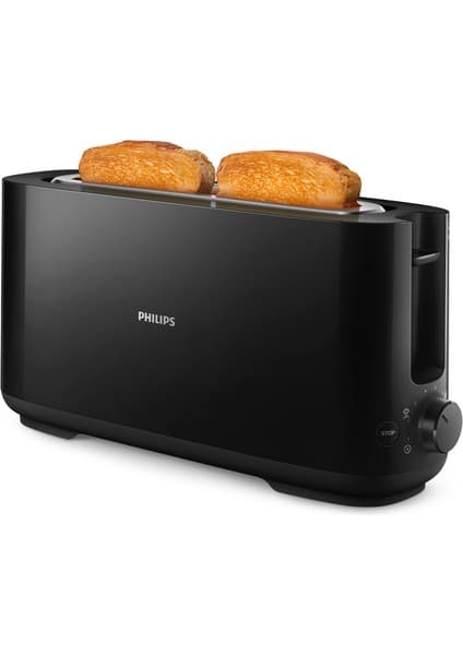 Philips HD2590/90 Daily Collection Uzun Yuvalı Ekmek Kızartma Makinesi, Buz Çözme Modu, 8 Kızartma Ayarı, Uzun Yuvalı, Siyah