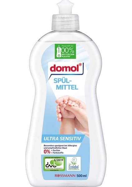 Domol Eco Bulaşık Deterjanı 500 ml Hassas Ciltler için Parfümsüz ve Katkı Maddesi İçermez