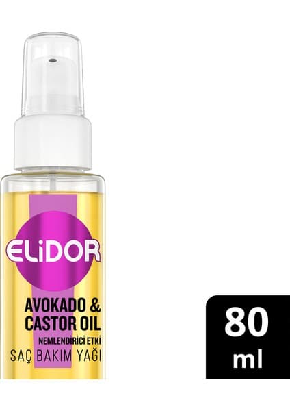Elidor Saç Bakım Yağı Avokado ve Castor Oil Nemlendirici Etki 80 ml