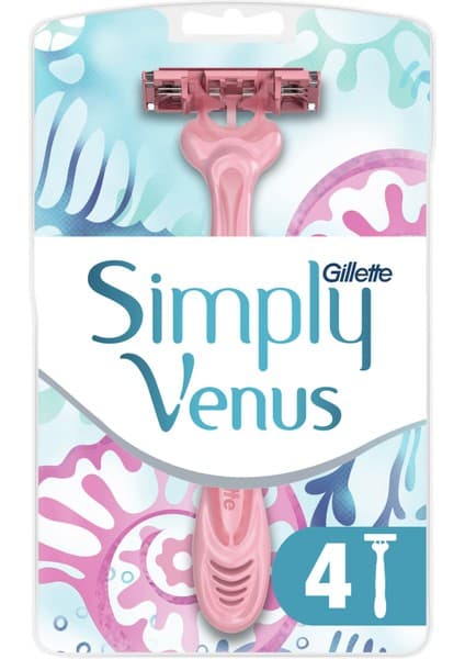 Gillette Venus Gillette Simply Venüs 3 Kullan At Tıraş Bıçağı 4'lü Kadınlar İçin Ergonomik Tasarım