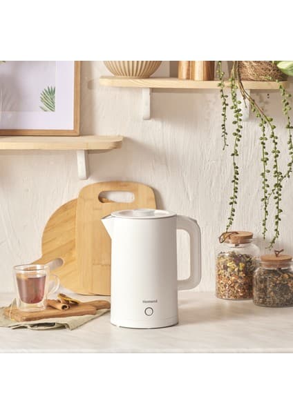 Homend Heatrow Cooltouch 1618H Paslanmaz Çelik El Yakmaz Gövdeli Su Isıtıcısı Beyaz