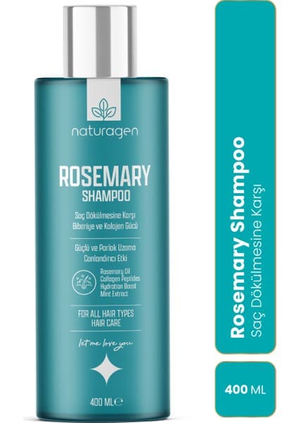 Naturagen Rosemary Yoğun Bakım Şampuanı Dökülme Karşıtı Hızlı Uzamaya Yardımcı 400 ml