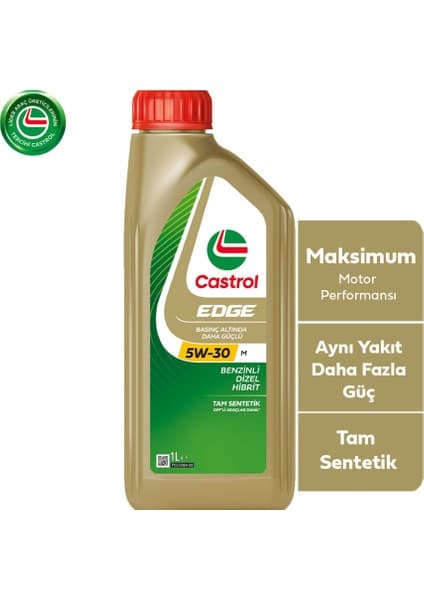 Castrol Edge 5W-30 M 1 Litre Motor Yağı ( Üretim Yılı 2025)Viskozite 5W-30 API SN/CF ve ACEA A3/B4 Uyumlu