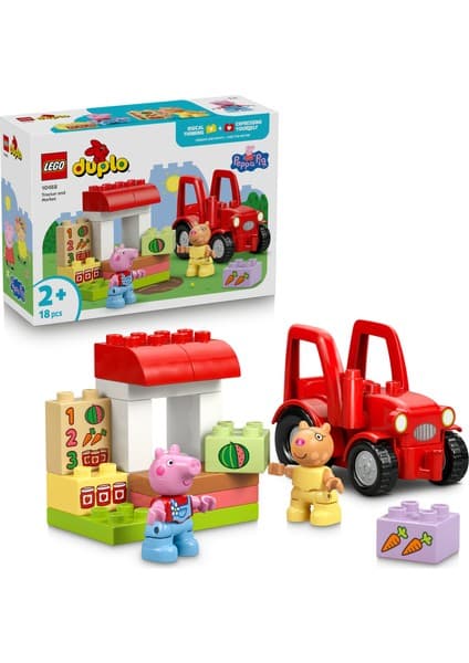 LEGO ® DUPLO® Peppa Pig Traktör ve Pazar 10468 - 2 Yaş ve Üzeri Çocuklar için Figür İçeren Eğitici Oyuncak Yapım Seti (18 parça)