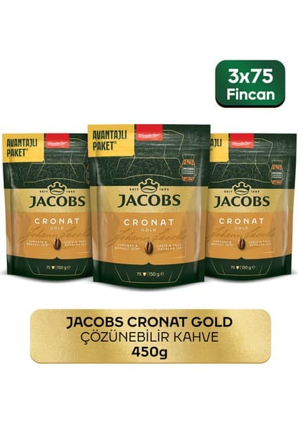 Jacobs Cronat Gold Granül Kahve 150 gr x 3 Adet : 450 gr
