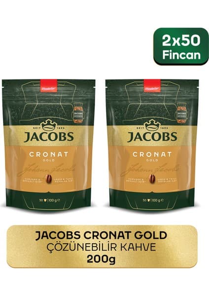 Jacobs Cronat Gold Granül Kahve 200 gr Özel Kavrulmuş Lezzetli ve Aromalı Türkiye Menşeli