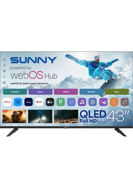 Sunny SN43QFMLN-W02S 43'' 109 Ekran Uydu Alıcılı Full HD QLED webOS TV