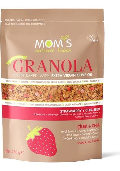 Mom's Natural Foods Çilek & Chıa Granola 280 G