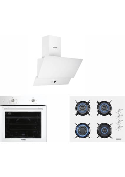 Kumtel Home Beyaz Cam Ankastre Set