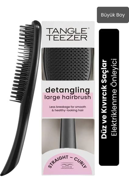 Tangle Teezer The Ultimatet Detangler Large Black Eletriklenme Önleyici Saç Fırçası-Tarak (Düz ve Kıvırcık Saçlar)