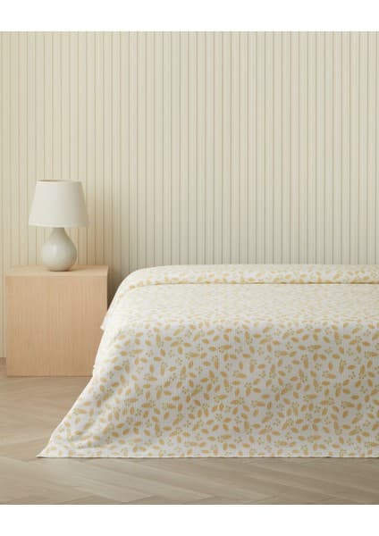 English Home Golden Petals Çift Kişilik Pike 200x220 cm Sarı