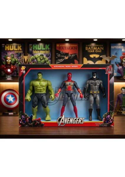 Farbu Oyuncak Efsanevi Kahramanlar Seti - Hulk, Örümcek Adam ve Batman (30 cm Dev Boy)