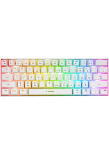 Rampage KB-RX63 B-Atom Beyaz Bluetooth Rgb Backlight Red Swıtch Us Layout 63 Tuşlu Mini Gaming Oyuncu Klavyesi