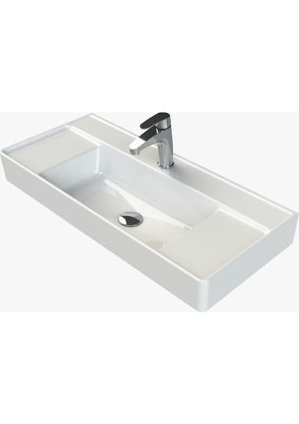 Turkuaz Seramik Cerastyle Sharp 85 x 38 cm Etajer Uyumlu Lavabo