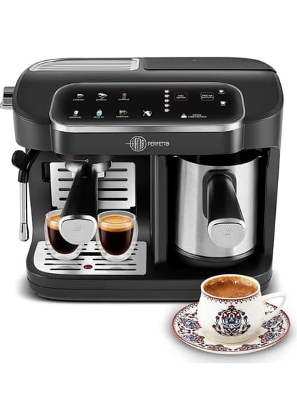 Karaca Hatır Perfetto Dijital ve Dokunmatik Ekranlı Espresso ve Türk Kahve Makinesi