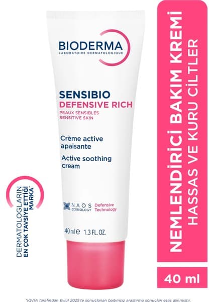 Bioderma Sensibio Defensive Rich Hassas ve Kuru Cilt Antioksidan E Vitamini Yoğun Nemlendirici Krem 40 ml
