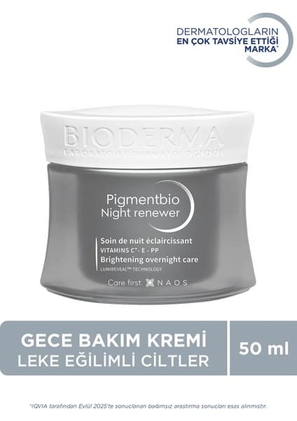 Bioderma Pigmentbio Night Renewer Leke Karşıtı Cilt Tonu Eşitleyici C ve E Vitamini Gece Kremi 50 ml