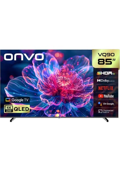 Onvo 85VQ90F2UA 85'' 216 Ekran Uydu Alıcılı 4K Ultra HD Google Smart QLED TV