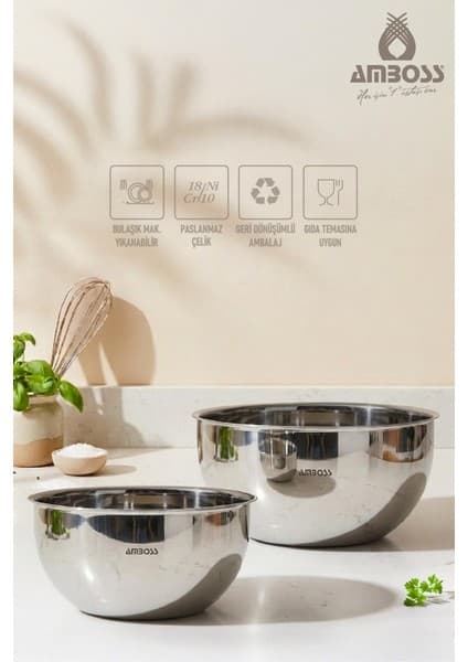 Amboss Stone Premium 2 Parça Çok Amaçlı Karıştırma Kase Seti
