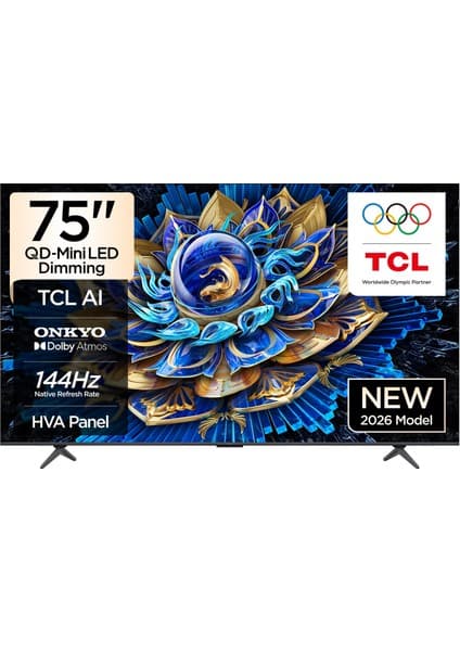 TCL 75T8D 75'' 190 Ekran Uydu Alıcılı 4K Ultra HD Google Smart QD-MiniLED Dimming TV