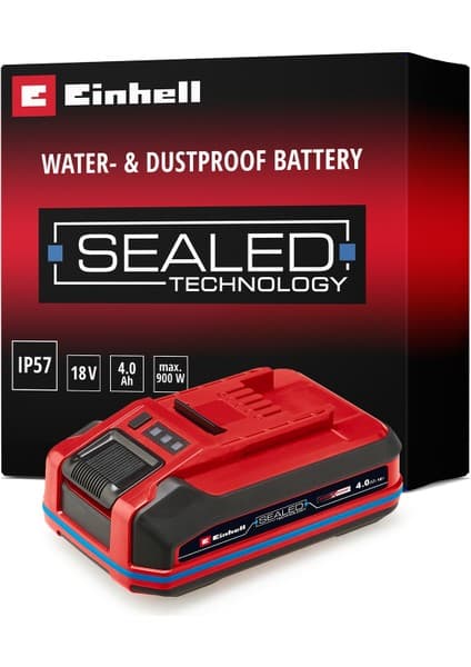 Einhell Orijinal Einhell 18 V 4.0 Ah SEALED Power X-Change PLUS (18 V Akü, Su ve Toz Koruması, IP57 Koruma Sınıfı,Tüm PXC cihazları için evrensel kullanım, Şarj cihazı dahil değil) - 4511627