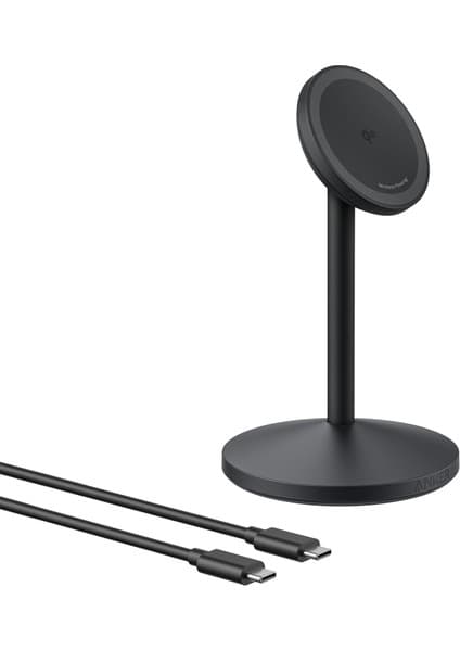 Anker Maggo Kablosuz Şarj Istasyonu, 15W, Magsafe Uyumlu, Usb-C Kablolu Stand, Adaptör Dahil Değildir, Siyah - A25X1