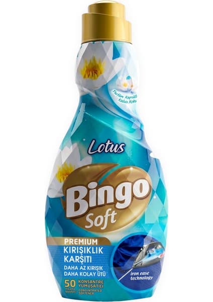Bingo Soft Lotus 1200 ml Konsantre Çamaşır Yumuşatıcısı Kırışıklık Karşıtı