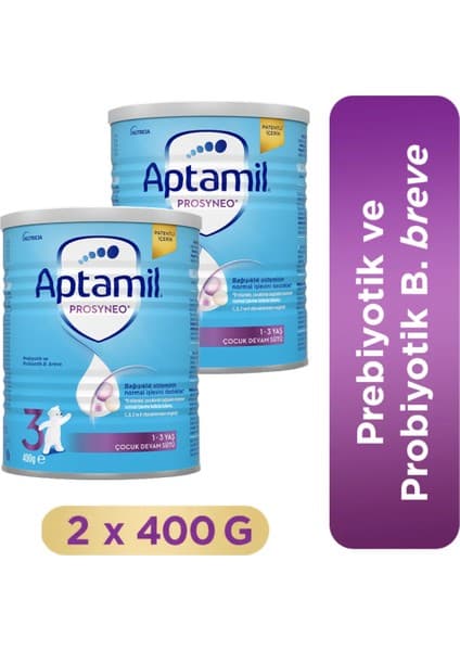 Aptamil Prosyneo 3 Prebiyotikli Probiyotikli Devam Sütü 400 Gr x2 Adet 800 Gr