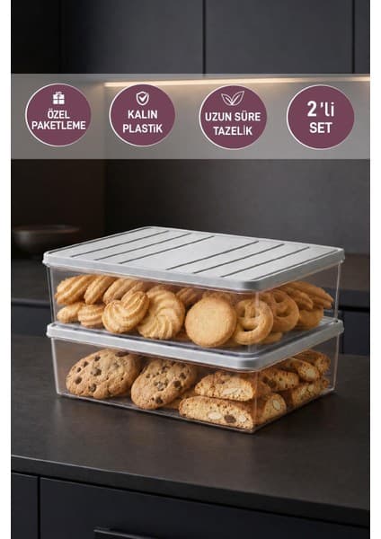 Selka Home 2 Adet 4 Lt. Nora Organizer Buzdolabı Buzluk Düzenleyici Saklama Kabı