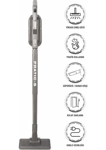 Fantom P1200 Pratic-s Toz Torbasız Elektrikli Dikey Süpürge Antrasit