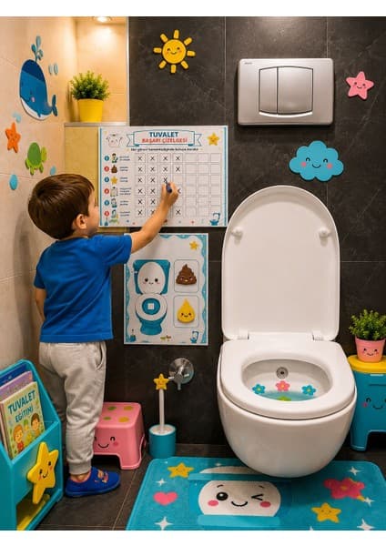 Minipoi Eğlenceli ve Eğitici Tuvalet Eğitimi Cırt Cırtlı ve Yaz Sil Özellikli