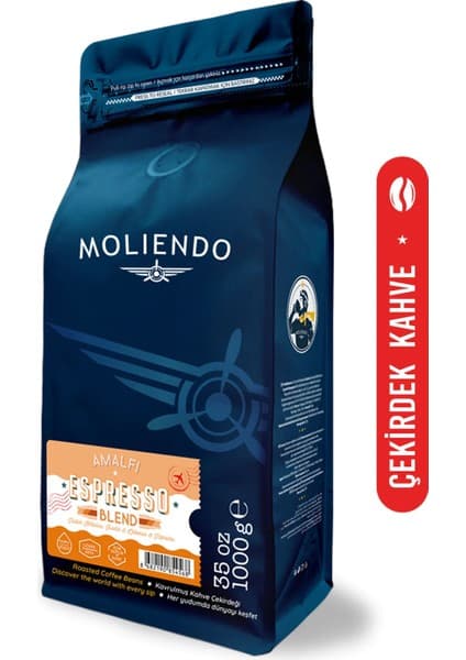 Moliendo Finest Coffee Moliendo Amalfi Espresso Blend Kahve (Çekirdek Kahve) 1000 g
