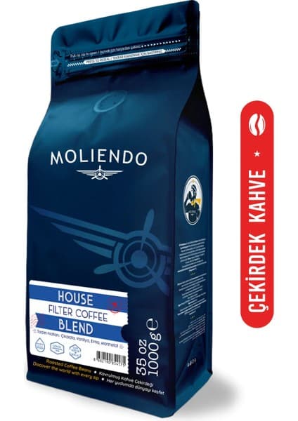 Moliendo Finest Coffee Moliendo House Blend Filtre Kahve (Çekirdek Kahve) 1000 g