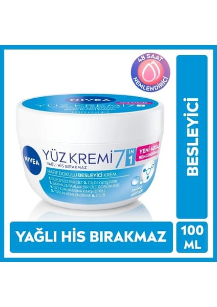 Nivea Hafif Dokulu Besleyici ve Nemlendirici Yüz Bakım Kremi 100ml, Yatıştırıcı, Yağlı His Bırakmaz