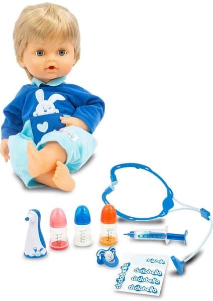 Cicciobello Çok Hastayım Doktor Seti - Mavi Tulum Desenli Eğitici Oyuncak, Erkek Çocuklar için