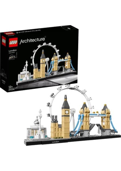 LEGO ® Architecture Londra 21034 - 12 Yaş & Üzeri Çocuklar için Dekoratif ve Sergilenebilir Model Yapım Seti (468 Parça)